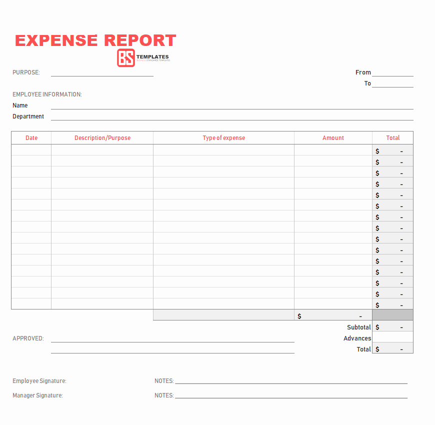 Monthly Expense Report Template New 10 Expense Report Template Monthly Weekly Printable