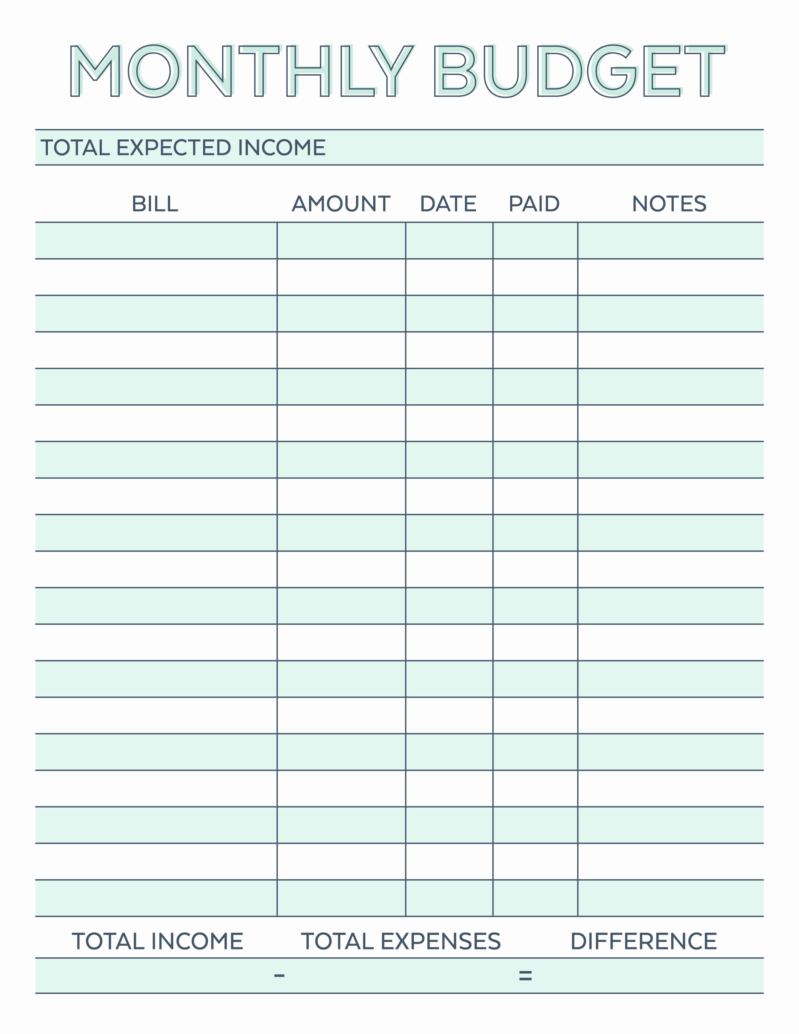 Monthly Household Budget Template Fresh Monthly Bud Planner Free Printable Bud Worksheet