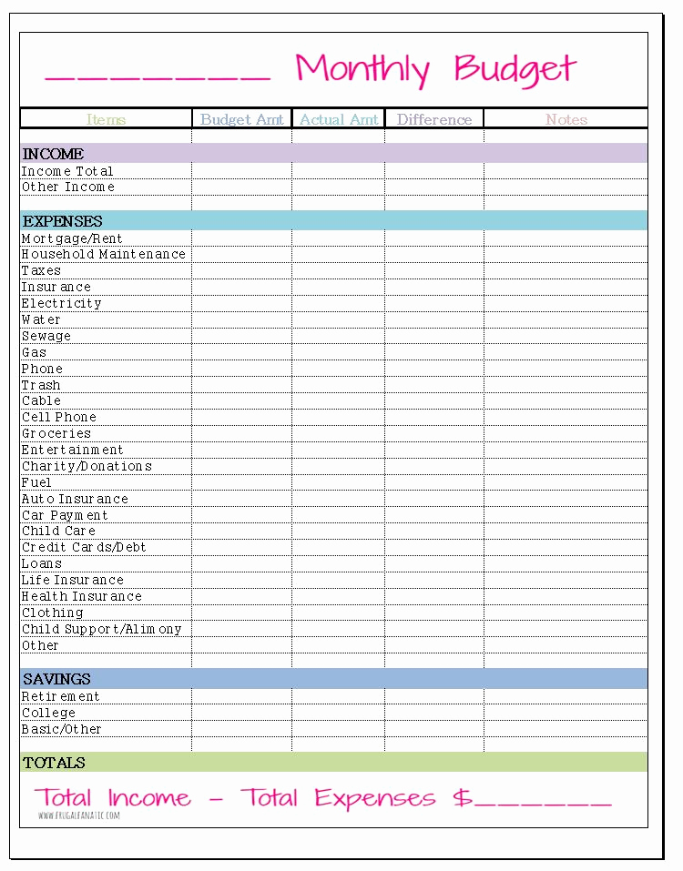 Monthly Household Budget Template Lovely Free Monthly Bud Template Frugal Fanatic