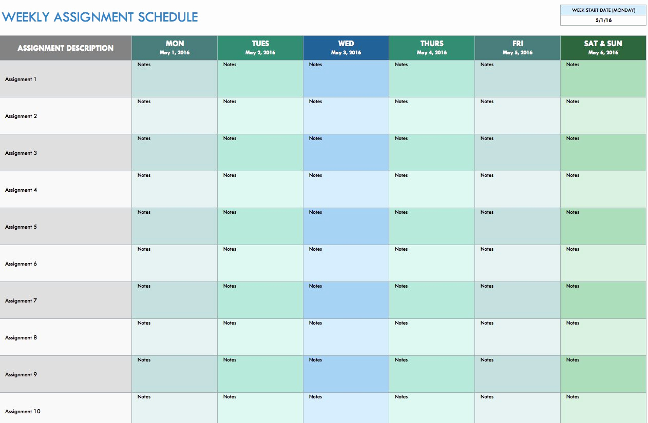 Monthly Schedule Template Excel Best Of Free Weekly Schedule Templates for Excel Smartsheet