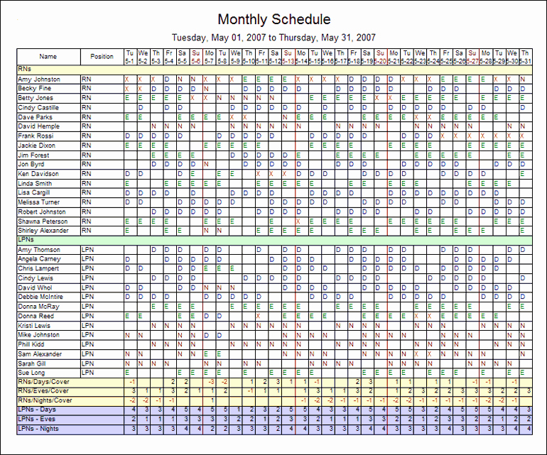 Monthly Schedule Template Excel Fresh Monthly Employee Shift Schedule Template