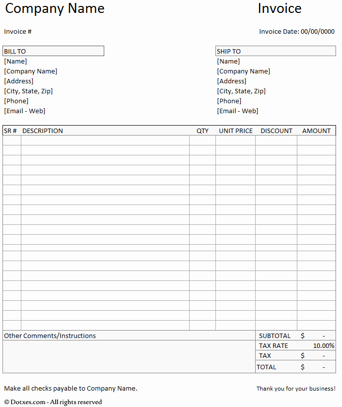 Ms Word Invoice Template Inspirational Billing Invoice Template Dotxes