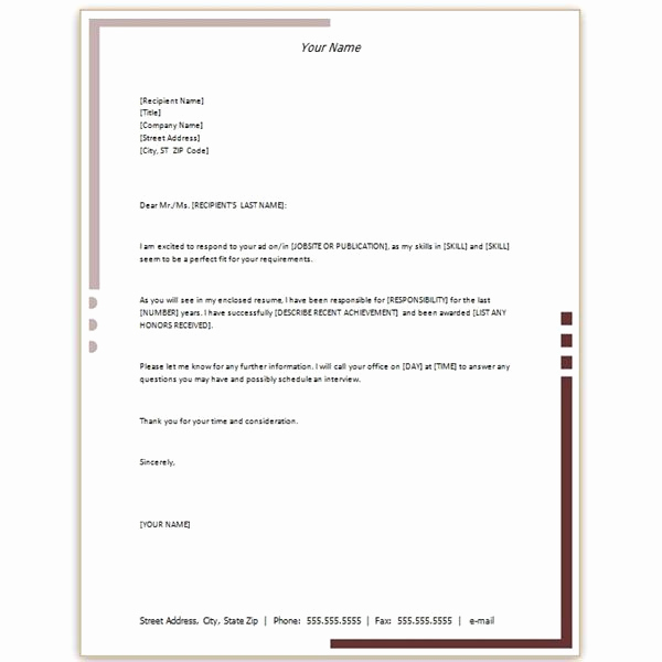 Ms Word Letter Templates Inspirational Free Microsoft Word Cover Letter Templates Letterhead and