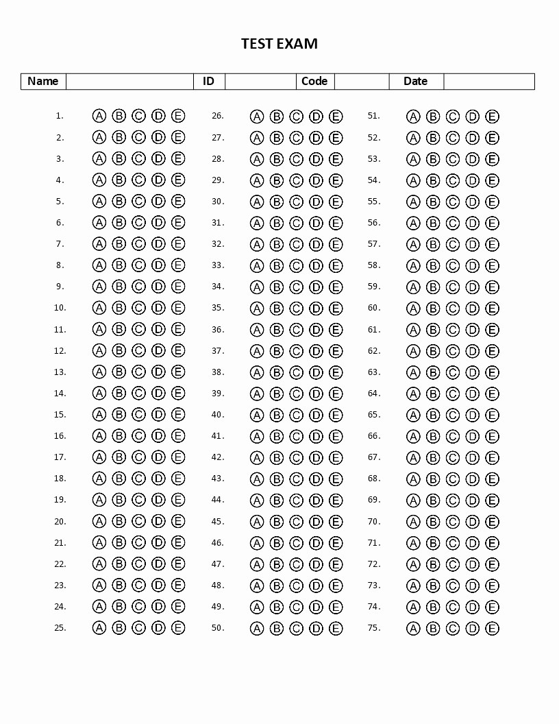 Multiple Choice Answer Sheet Best Of Free Multiple Choice Answer Sheet Template