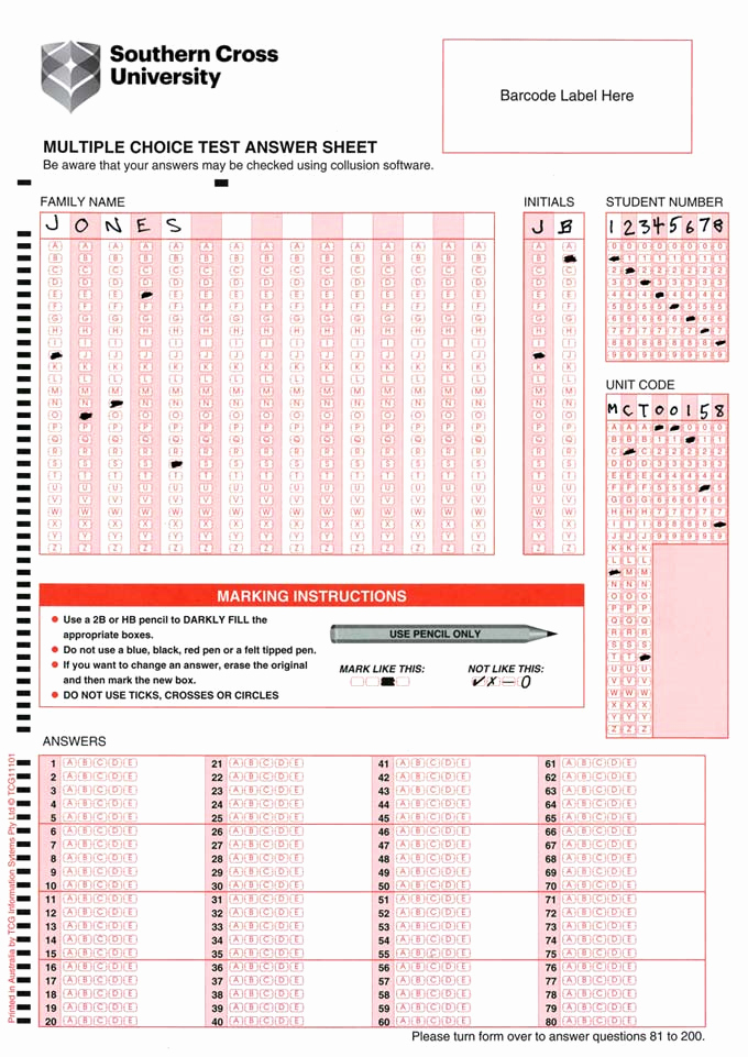 Multiple Choice Test Template Lovely Multiple Choice Test Answer Sheet Examinations