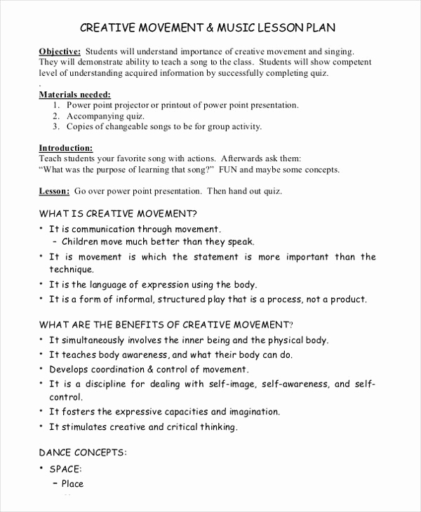 Music Lesson Plan Template Awesome 40 Lesson Plan Templates