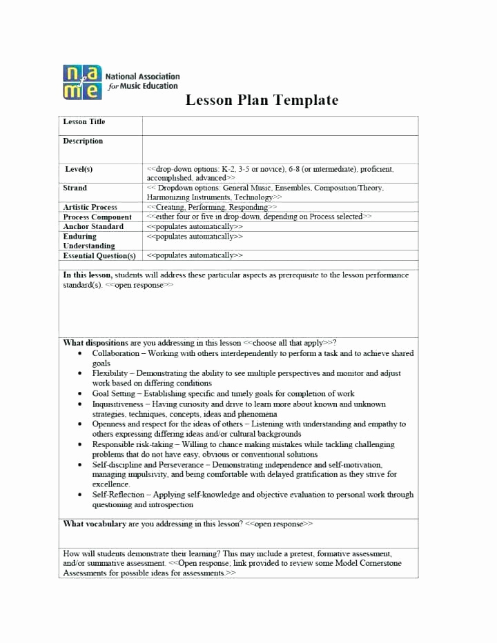 Music Lesson Plan Template Awesome General Music Lesson Plan Template – Elementary General