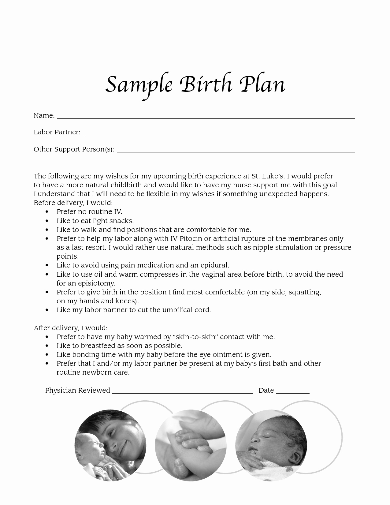 Natural Birth Plan Template Fresh Birth Plan Template Printable