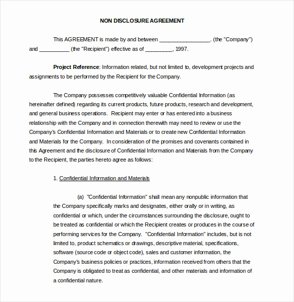 Nda Agreement Template Word Elegant 20 Word Non Disclosure Agreement Templates Free Download