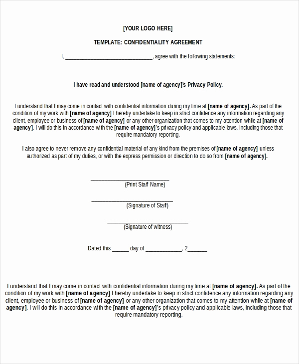 Nda Agreement Template Word New Free Non Disclosure Agreement form – 10 Free Word Pdf