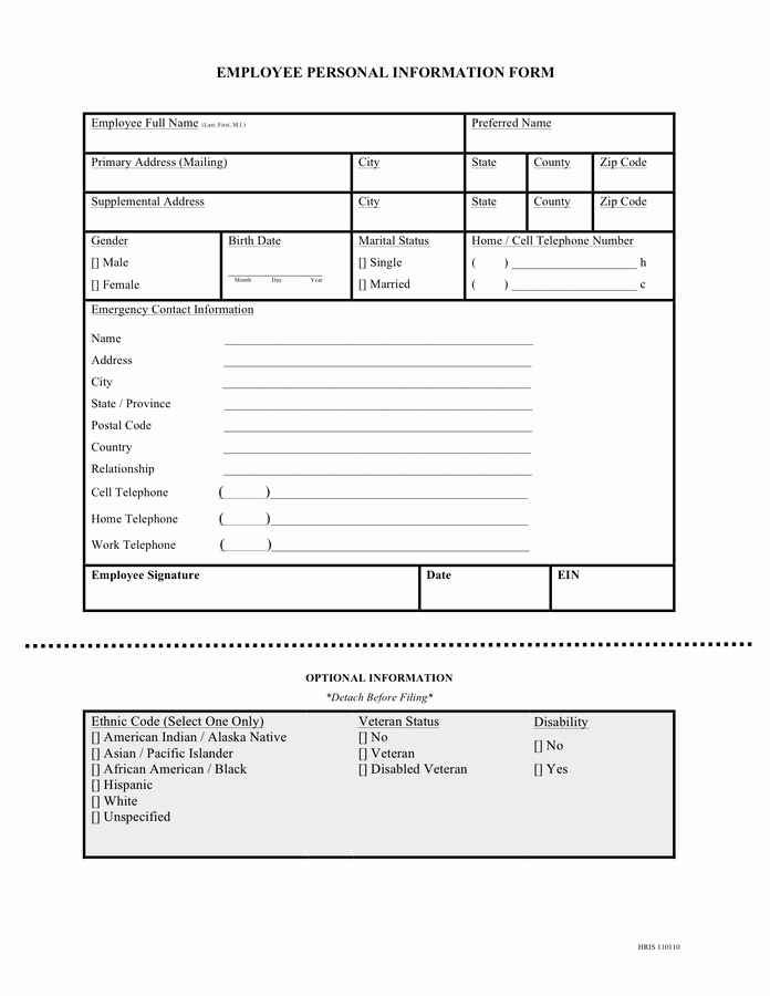 New Employee Information form Lovely New Employee Personal Information form In Word and Pdf formats