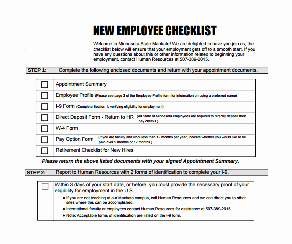 New Hire Checklist Template Beautiful New Hire Checklist Sample 14 Documents In Pdf