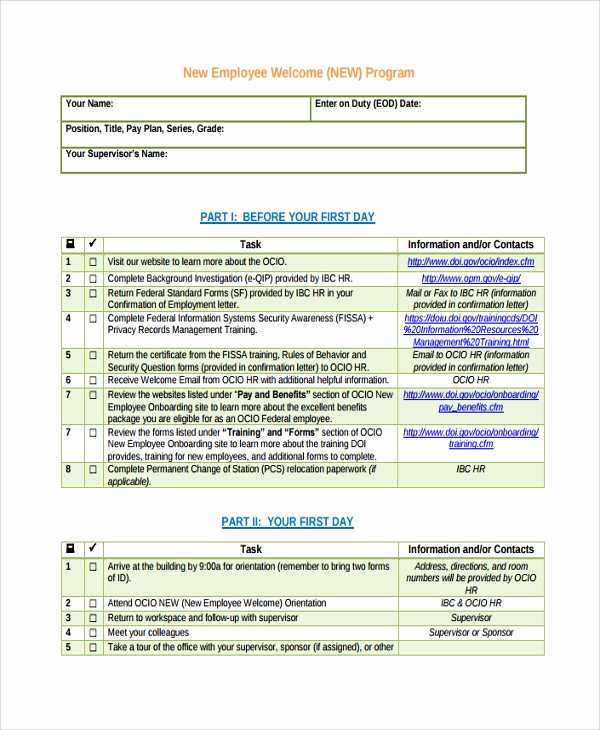 New Hire Checklist Template Inspirational 16 New Employee Checklist Templates