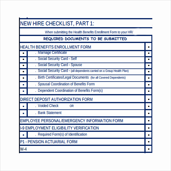 New Hire Checklist Template Lovely Sample New Hire Checklist 8 Documents In Pdf Word