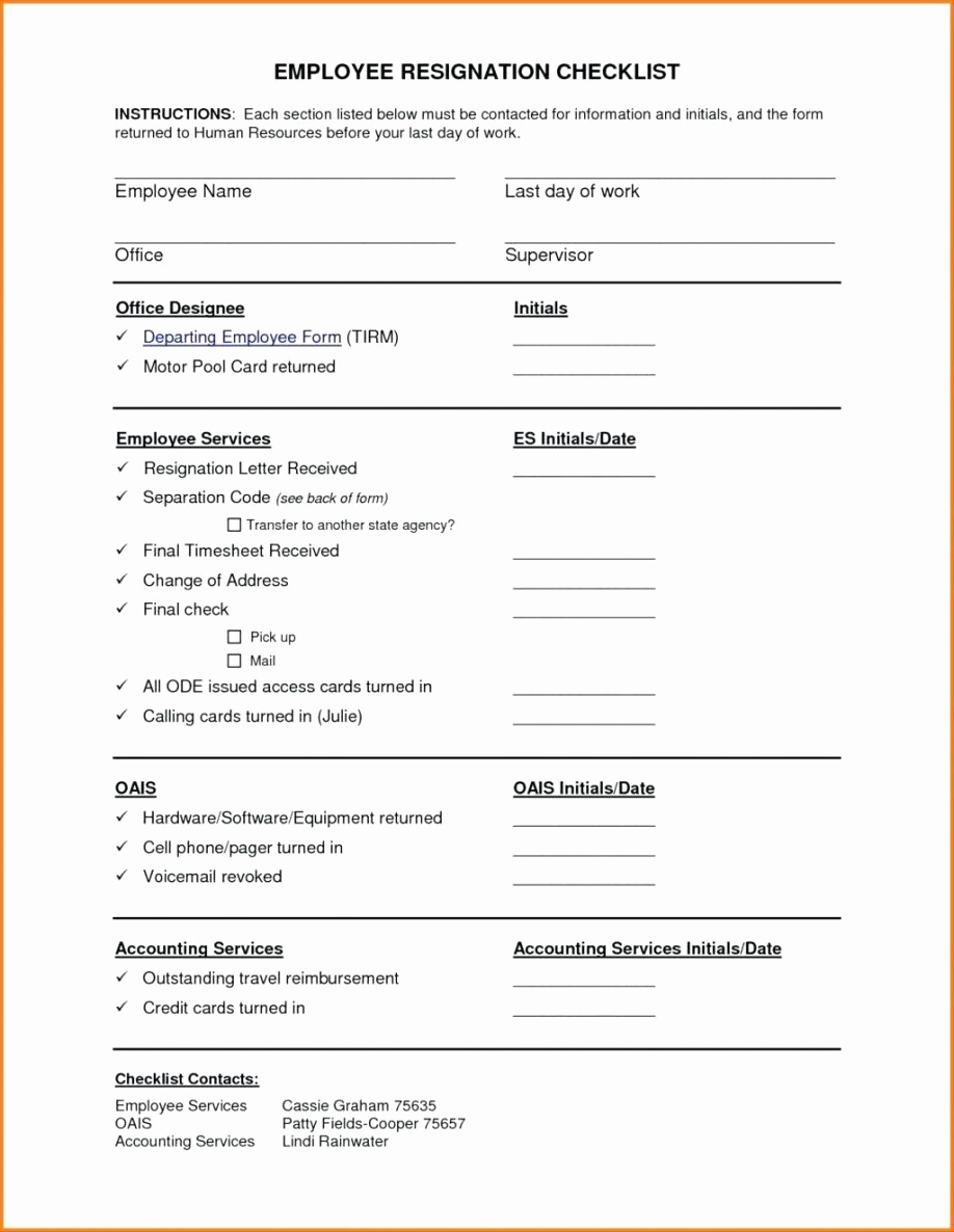 New Hire forms Template Fresh New Employee Checklist Templates Sample Training Template