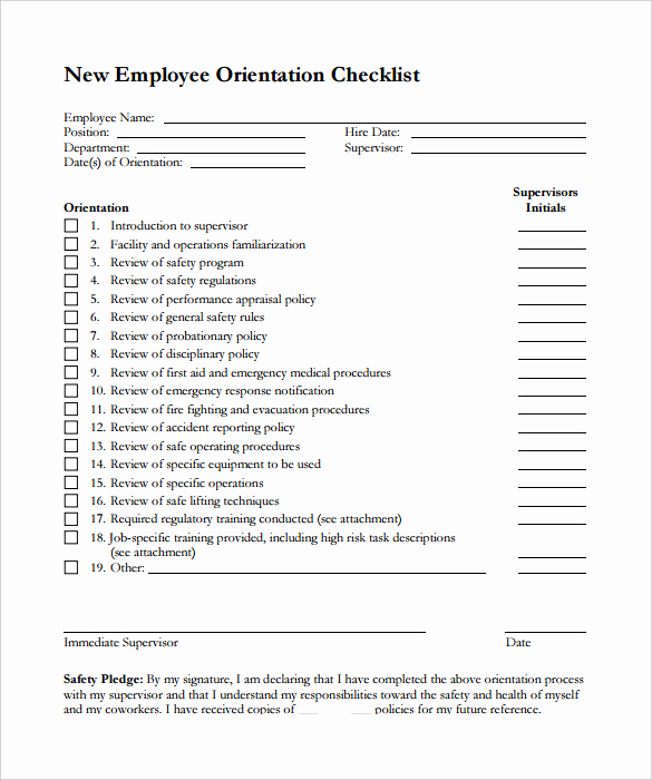 New Hire forms Template Fresh New Hire Checklist Sample 14 Documents In Pdf