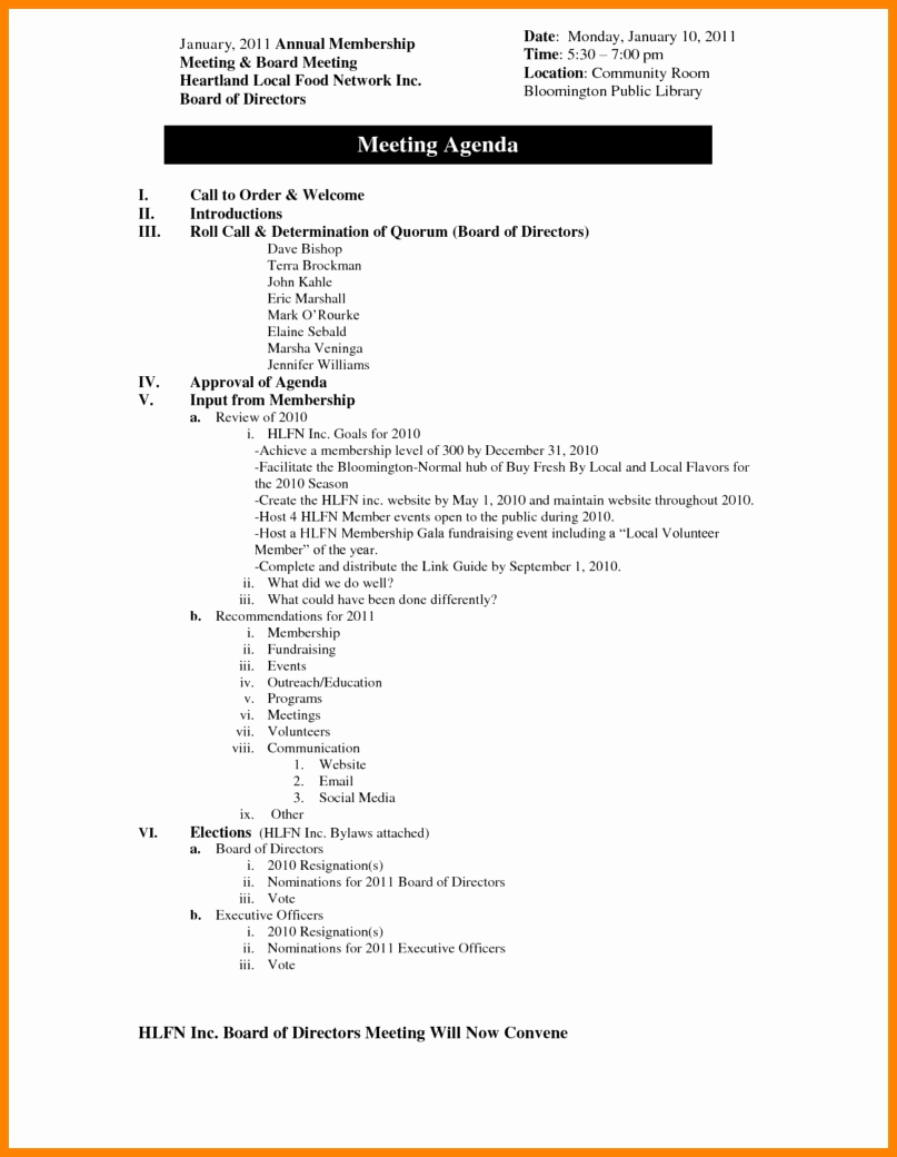 Nonprofit Board Meeting Agenda Template Lovely Nonprofit Board Meeting Agenda Template 2018
