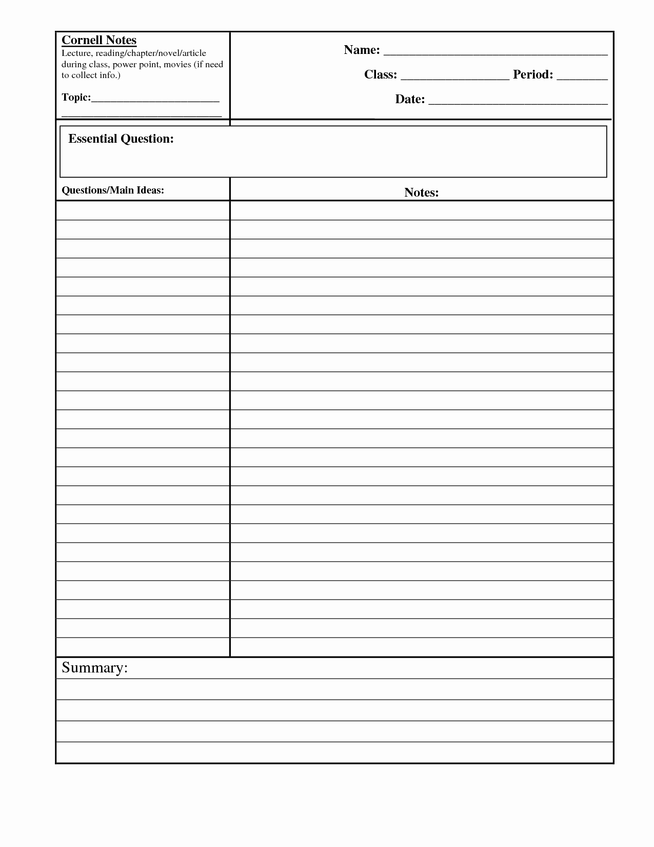 Note Taking Template Word Awesome Cornell Notes Template Word Beepmunk