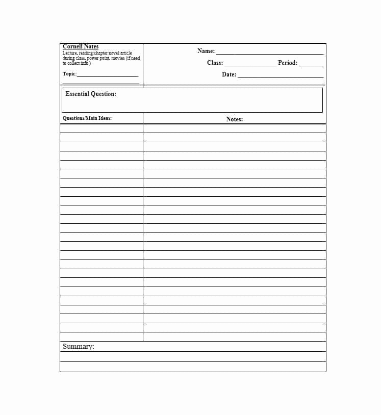 Note Taking Template Word Elegant 36 Cornell Notes Templates &amp; Examples [word Pdf]