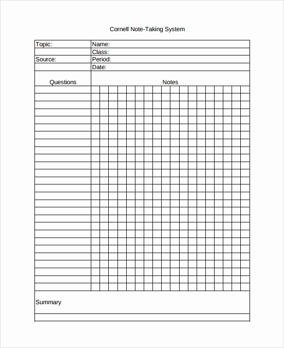 Note Taking Template Word Elegant Sample Cornell Note Taking Template 8 Free Documents In