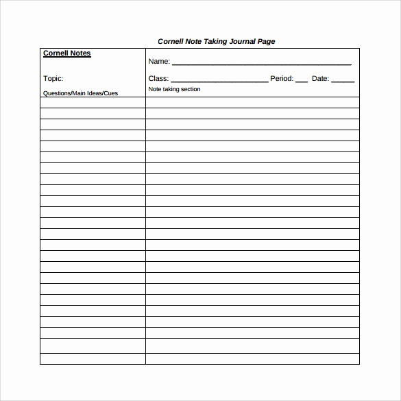 Note Taking Template Word Fresh 16 Sample Editable Cornell Note Templates to Download