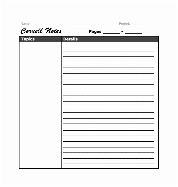 Note Taking Template Word Inspirational Cornell Note Template 17 Download Free Documents In Pdf