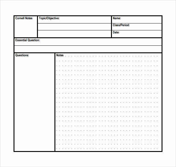 Note Taking Template Word New Note Taking Template Word – Cornell Notes Template 51 Free