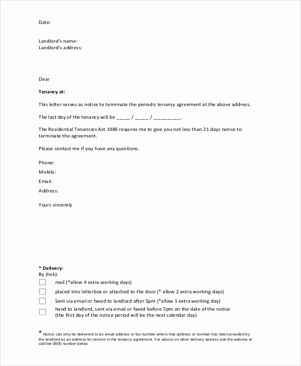 Notice Letter to Landlord Best Of 7 Sample Lease Termination Letters