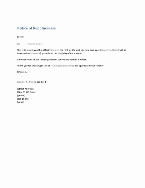 Notice Of Rent Increase Awesome Letters Fice