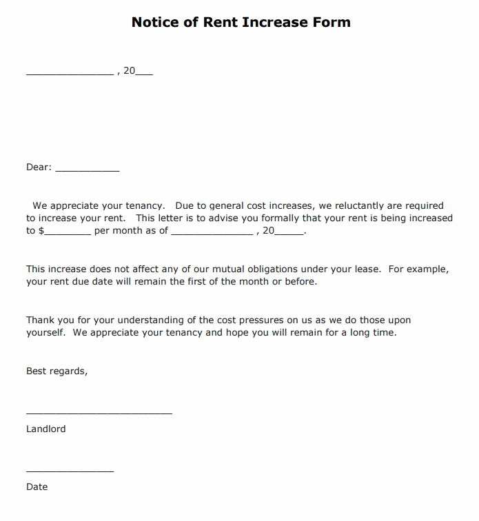 Notice Of Rent Increase form Best Of Free Notice Of Rent Increase form Pdf Template