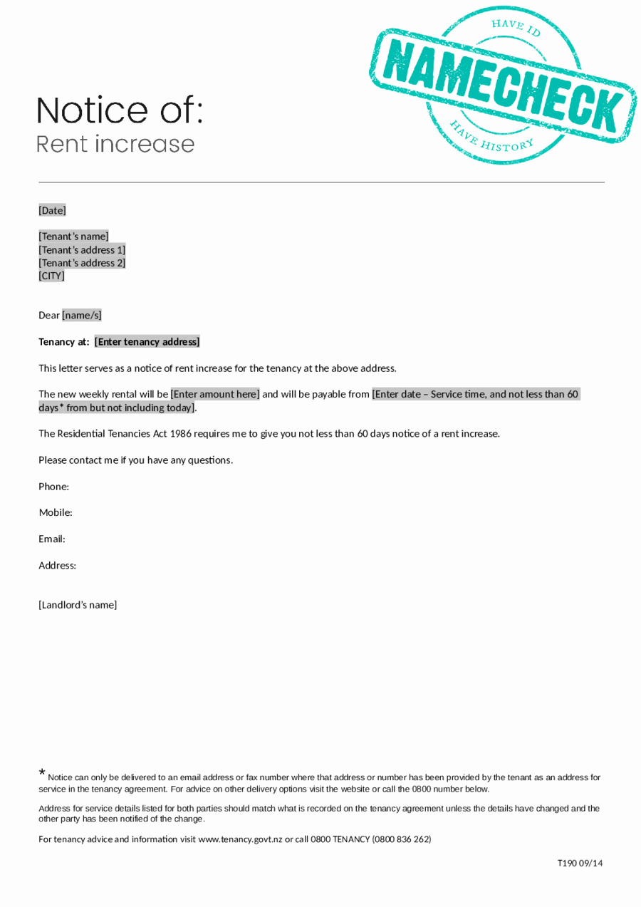 rent increase letter