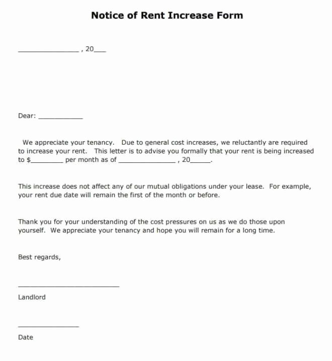 Notice Of Rent Increase form Elegant 5 Notice Of Rent Increase form Templates Word Excel