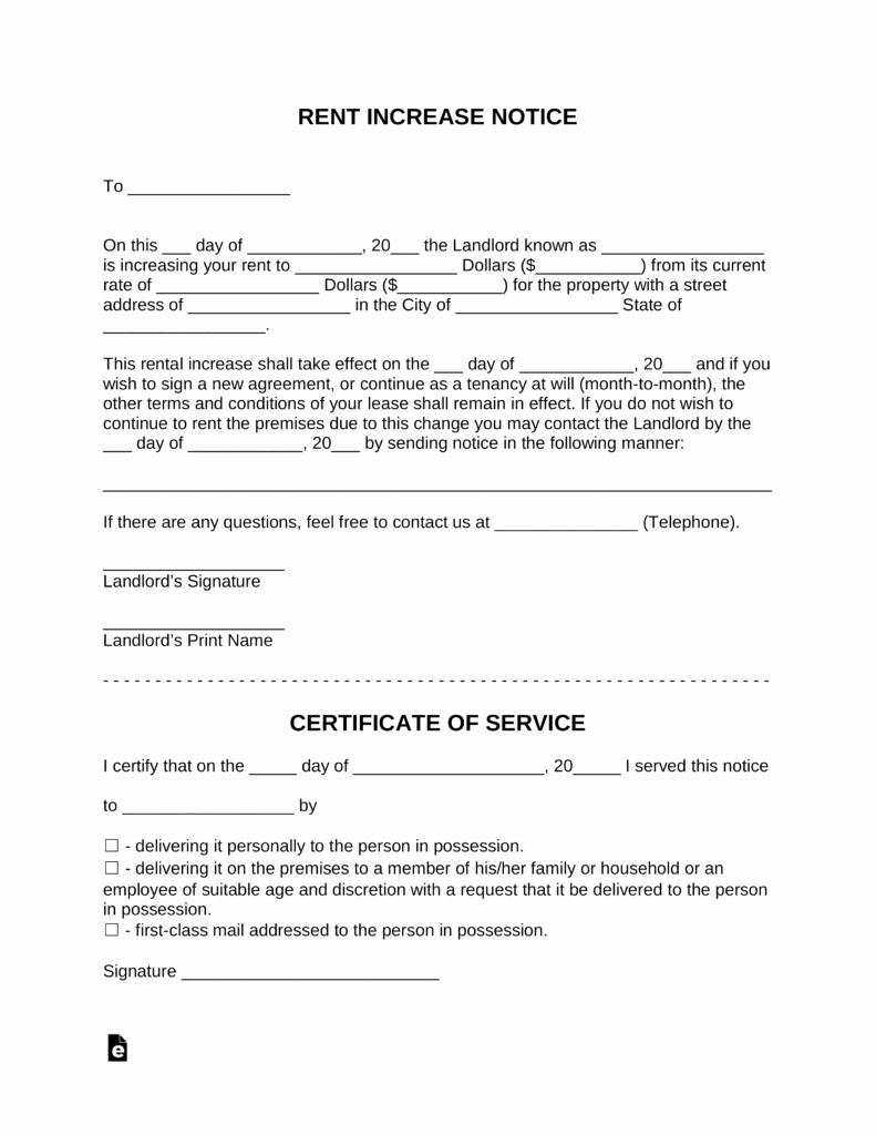 Notice Of Rent Increase form Unique Free Rent Increase Notice Template with Sample Pdf