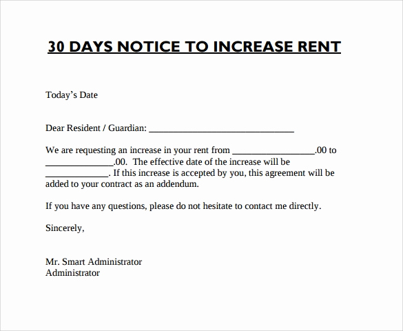 Notice Of Rent Increase Lovely 9 Sample Rent Increase Letter Templates Pdf Word
