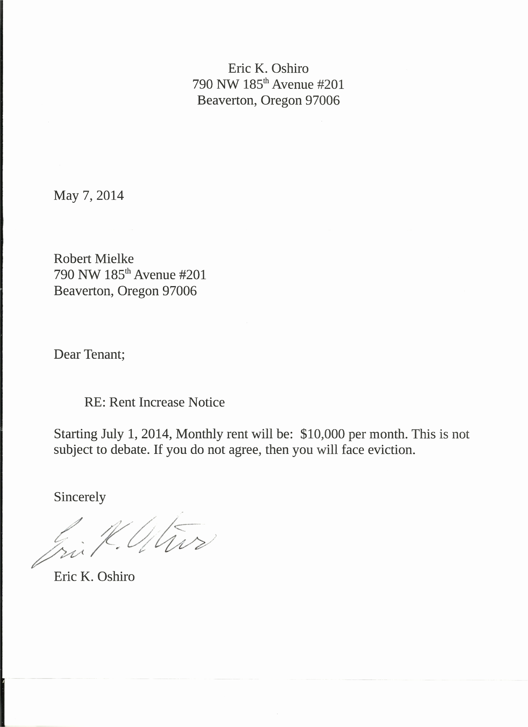 Notice Of Rent Increase Lovely May 2014