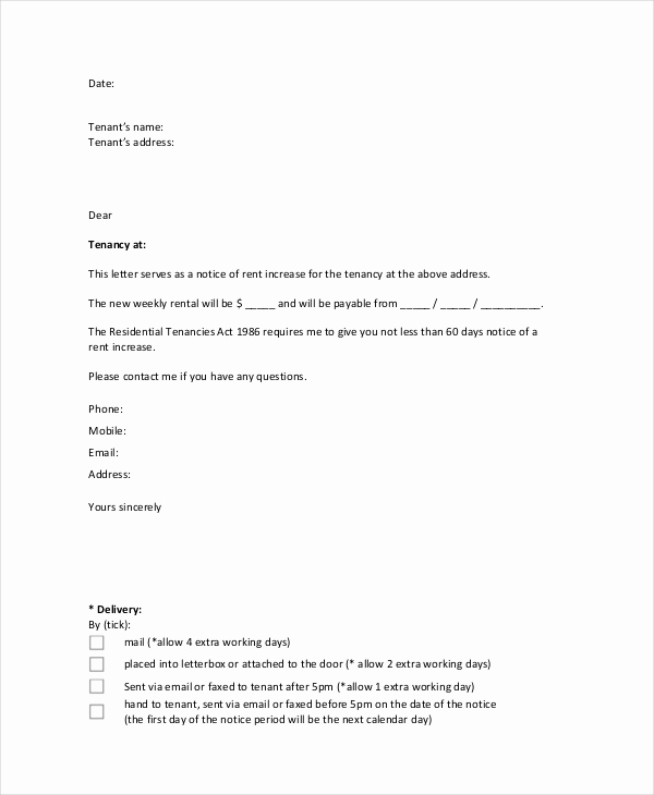 Notice Of Rent Increase Luxury 19 Notice Letter Examples &amp; Samples
