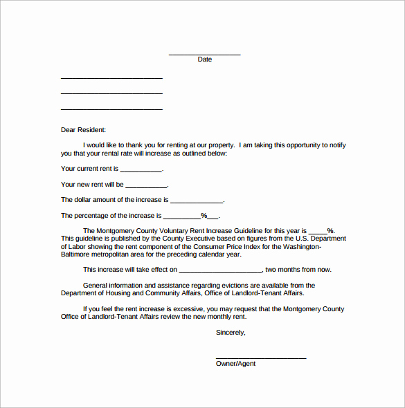 Notice Of Rent Increase New 11 Rent Increase Notice Templates to Download for Free