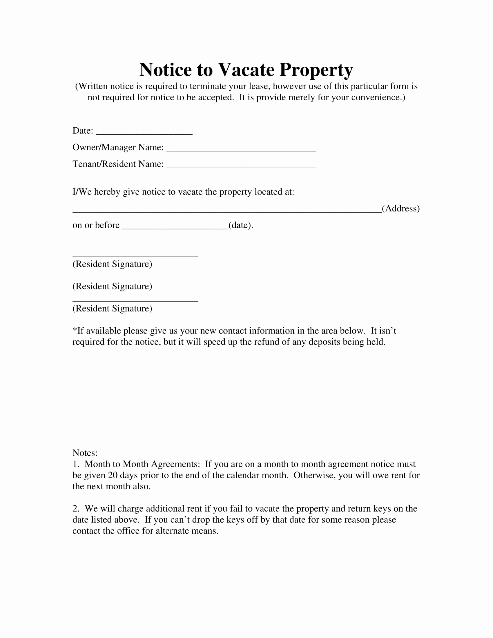 Notice to Quit form Lovely 15 Landlord forms Landlord Agreements Notice forms