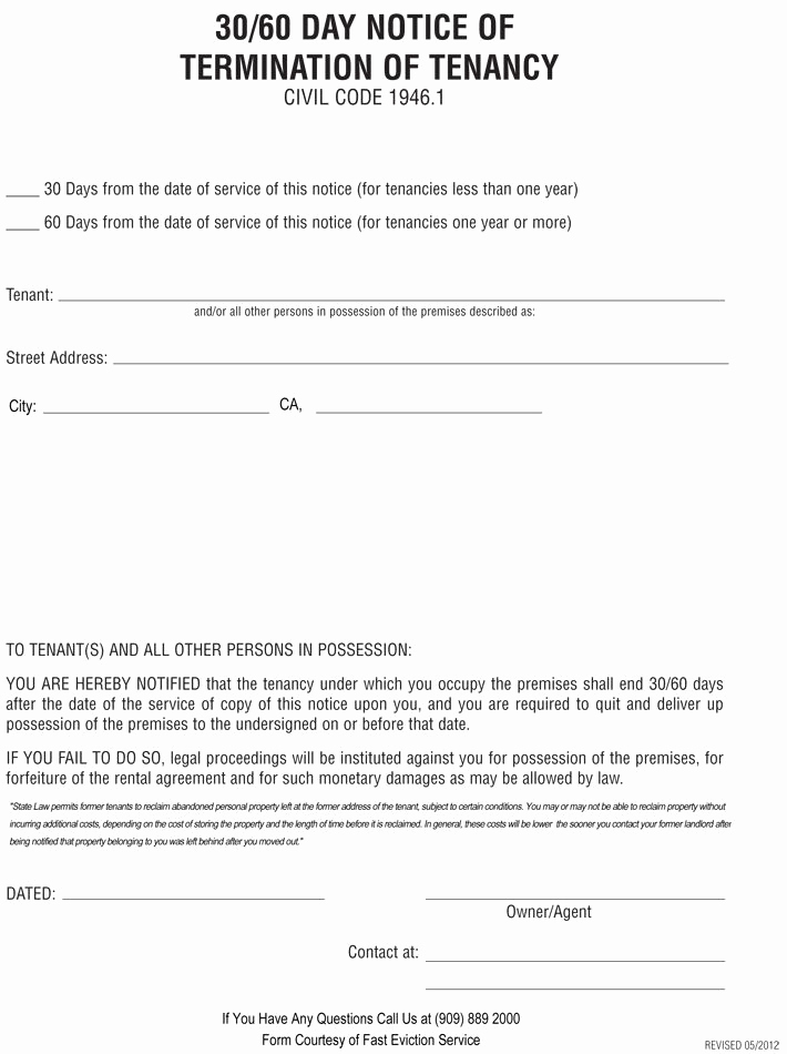 Notice to Quit form Luxury Printable Sample 30 Day Notice to Vacate Template form