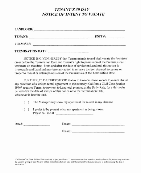 Notice to Vacate Apartment Beautiful Printable Sample 30 Day Notice to Vacate Template form