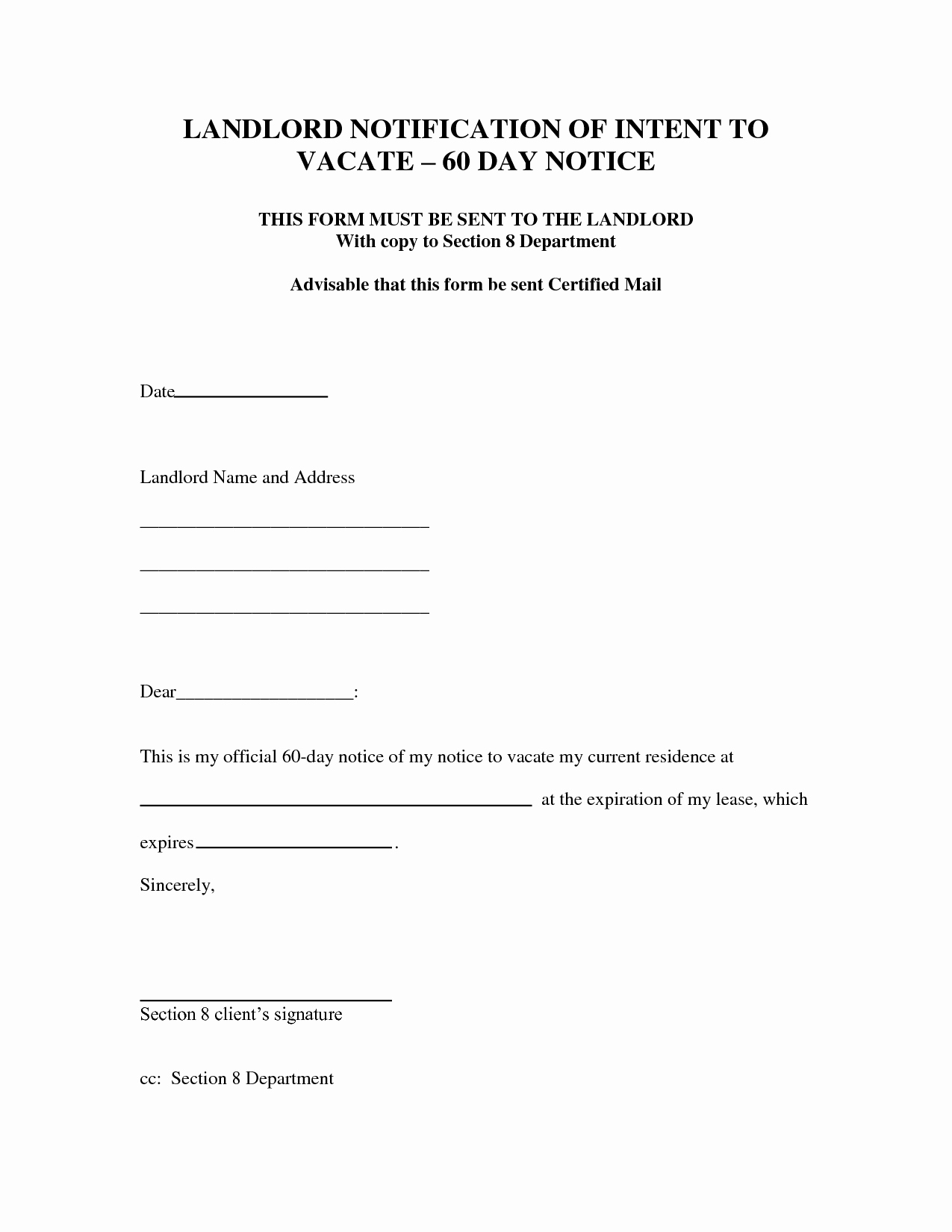 Notice to Vacate Apartment Unique Best S Of Intent to Move Out Template Sample