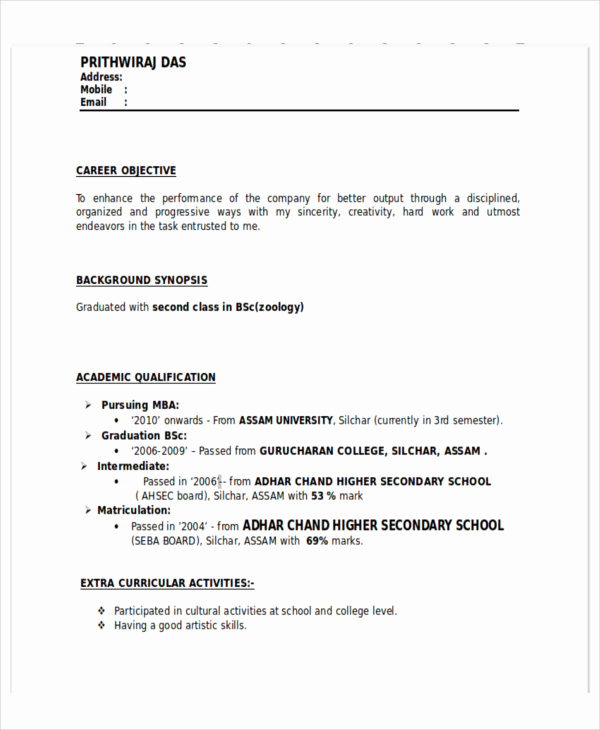 Objective for Resume for Freshers Unique How to Write Career Objective In A Resume for Freshers