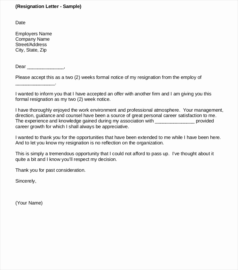 Official Letter Of Resignation Fresh 9 Ficial Resignation Letter Examples Pdf