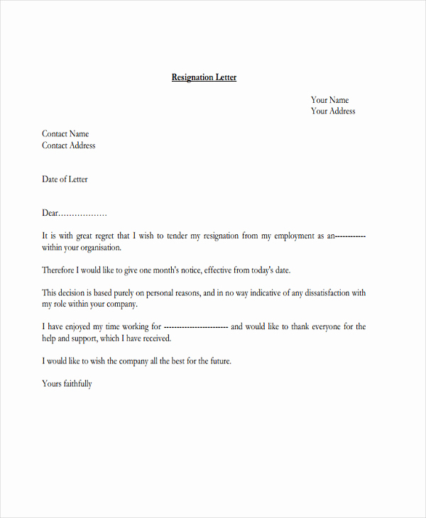 Official Letter Of Resignation Luxury 9 Ficial Resignation Letter Template 9 Free Word