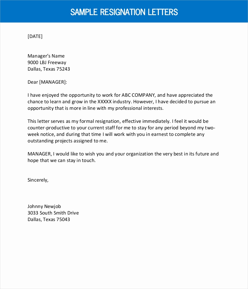 Official Letter Of Resignation New 9 Ficial Resignation Letter Examples Pdf