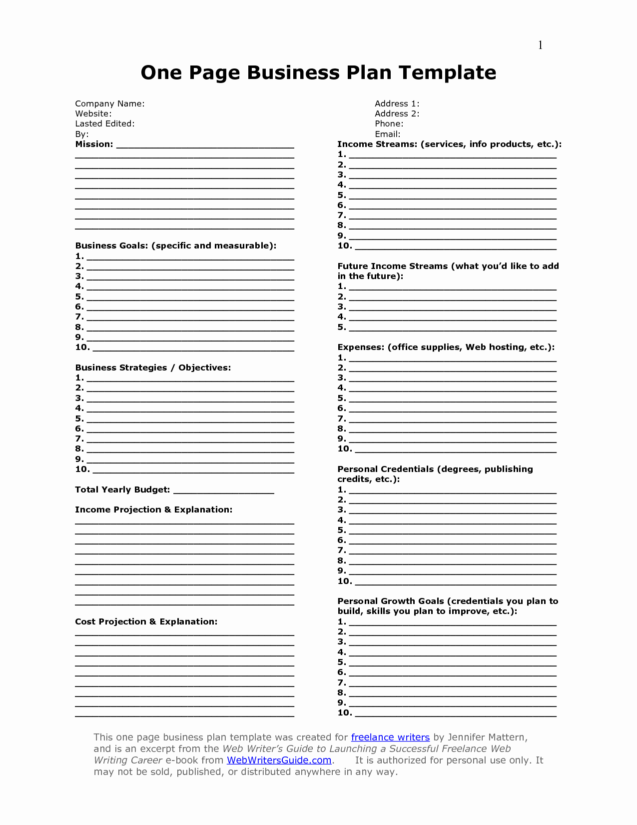 One Page Business Plan Pdf Beautiful E Page Business Plan Template