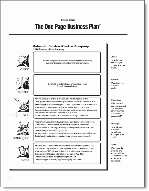 One Page Business Plan Pdf Luxury the One Page Business Plan