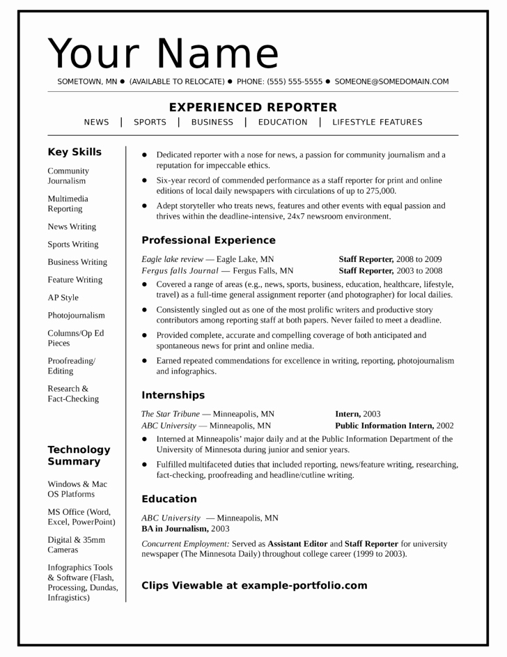 One Page Resume Examples Fresh E Page Resume Template