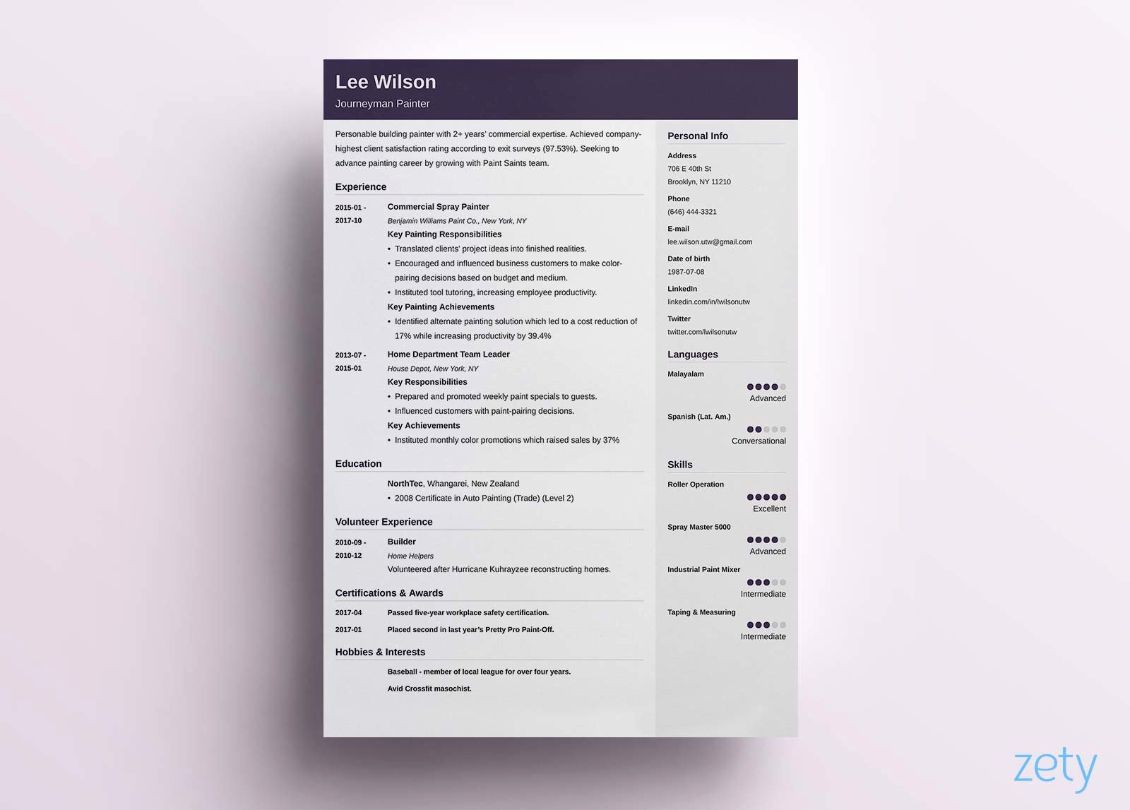 One Page Resume Examples Lovely E Page Resume Templates 15 Examples to Download and Use now