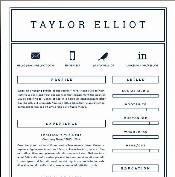 One Page Resume Examples Unique 41 E Page Resume Templates Free Samples Examples